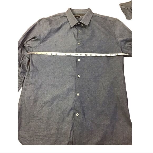 The Kooples Dark Blue Hidden Button Down Dress Shirt Size Small - Picture 3 of 7